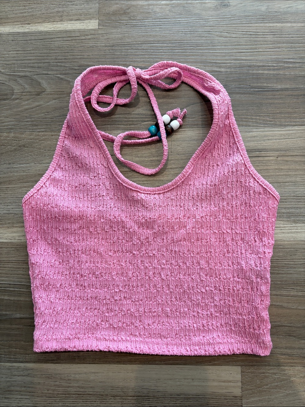 SHEIN Pink Halter Tie-Back Crop Tank